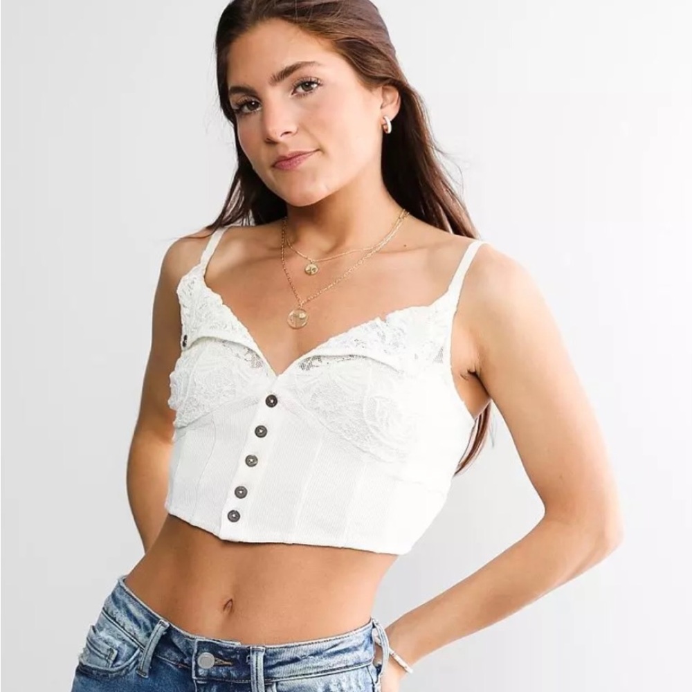 Free People Have My Heart White Tank NWT L